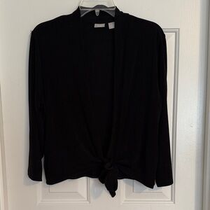 Chico's Black Tie-Front Open Cardigan Sweater